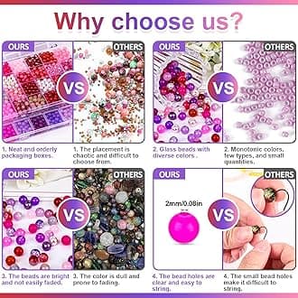 XSEINO About 1200PCS 8mm Glass Beads Bracelet Making Kit，48 Assorted Dreamy Red and Purple Series Colorful Crystal Beads for Bracelet and Jewelry Making and DIY Crafts,Friendship Bracelets