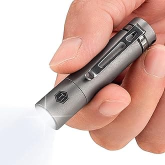 KeyUnity KF04 Mini LED Flashlight with Pocket Clip - Super Bright Handheld Size Titanium EDC Keychain Penlight for Outdoor Camping, Hiking, Climbing