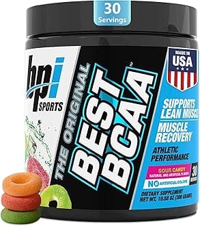 BPI Sports Best BCAA - BCAA Powder - Branched Chain Amino Acids - Muscle Recovery - Muscle Protein Synthesis - Lean Muscle - Improved Performance – Hydration – Sour Candy - 35 Servings - 12.34 oz.