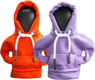 2Pcs Car Shift Knob Hoodie,Gear Shift Hoodie,Funny Sweater Hoodie for Gearshift,Automotive Interior Accessories（Orange and Purple）