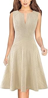 VFSHOW Womens Front Zipper Work Business A-Line Dress Elegant Professional Office Career Church Fit and Flare Skater Dresses