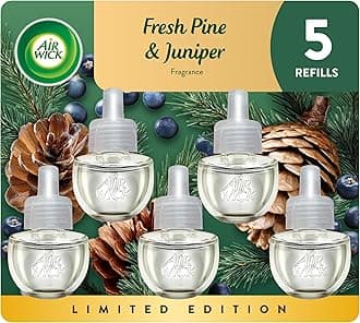 Plug-In Scented Oil Refill, 5 Ct, Fresh Pine and Juniper, Air Freshener, Essential Oils, Fall Scent, Fall Décor