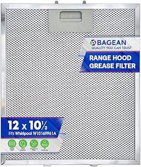 Bagean Range Hood Filter Replacement 12" x 10.5" W10169961A Compatible with Whirlpool Stove Hood Vent Filter - Aluminum Screen for Kitchen Overhead Exhaust Fan Blocks Grease & Filters Oven Air (1-Pk)