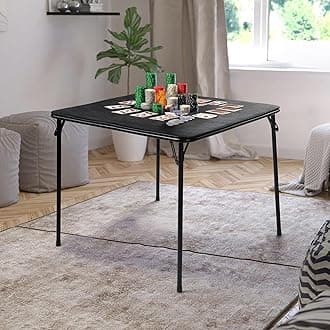 Homy Casa Folding Card Table – 33.9 Inch Square Metal Construction for Indoor & Outdoor Games and Recreation Black
