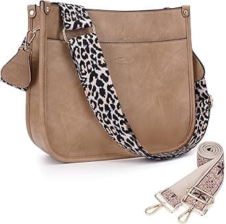 Crossbody Bags for Women Trendy Vegan Leather Hobo Handbags With 2PCS Adjustable Guitar Strap Shoulder Bucket Bags