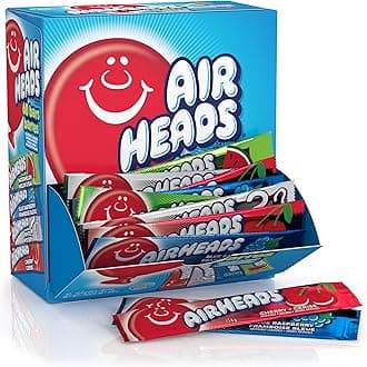 Airheads Candy Bars, Variety Halloween Bulk Box, Chewy Full Size Fruit Taffy, Back to School for Kids, Non Melting, Party 60 Count (Packaging May Vary)
