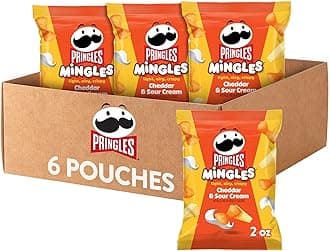 Mingles Puffed Snacks, Cheddar and Sour Cream, Cheese Puffs, Salty Snacks (6 Bags)