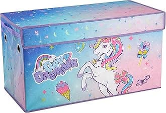 JoJo Siwa Unicorn Bow Day Dreamer Collapsible Children’s Storage Trunk, Durable with Soft Lid, 28.5"x14.5"x16"