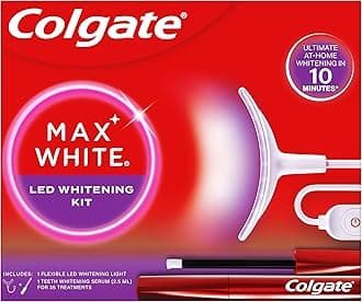 Colgate Max White Ultimate at Home LED Teeth Whitening Kit, Enamel Safe, Reverses up to 20 Years of Stains, Whitening Pen & Smartphone Powered LED Whitening Light, Developed by Dental Experts, 1 Pack