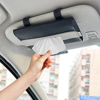 LEART Car Tissue Holder Leather – Visor Tissue Box Holder for Car | Tissue Box for Car | Car Accessories Interior | Car Tissue Box | Visor Tissue Box Holder (Black Visor)