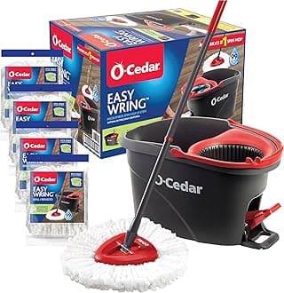 Easywring Microfiber Spin Mop & Bucket Floor Cleaning System with 4 Extra Refills