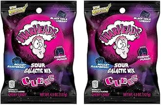 Galactic Mix Cubes - Sour Sweet & Fruity Chewy Candy - Black Hole Cherry, Rocket Raspberry & Cosmic Punch Flavors - 4.5 oz. Bags - 2 Pack