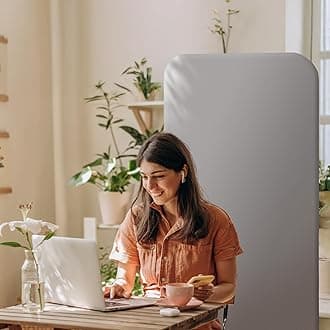 DECOLAB Standing Wall Room Dividers, Portable Partition for Room Separation, Studio, Office, Bedroom, Pinnable Magnetic Frame, 29"x65", Sterling