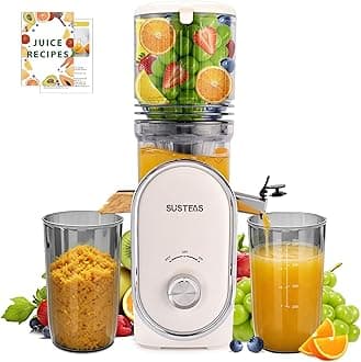 Cold Press Juicer, 5.3" Feed Chute Slow Masticating Machines with 300W, Fit Whole Fruits & Vegetables, High Juice Yield, Easy to Clean, White