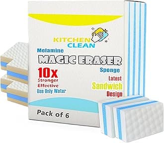 Magic Eraser Cleaning Sponge | Advanced Stain Remover | Melamine Sponge for Pen Marks, Switch Boards, Taps, Wall Stain, Glass, Shoes, Sneakers | Pack of 6