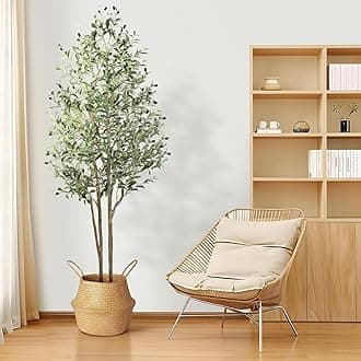 Alupssuc Olive Trees Artificial Indoor, 6.1FT Tall Faux Olive Tree, Artificial Plants with Natural Wood Trunk and Lifelike Fruits for Home Office Decor