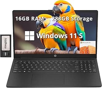 HP 15.6" HD Laptop, Intel N200 Processor, 16GB RAM, 288GB Storage(128GB SSD+160GB Docking Station Set), Intel UHD Graphics, Numeric Keypad, HD Webcam, Wi-Fi 6, 1 Year Office 365, Win 11 S, Black