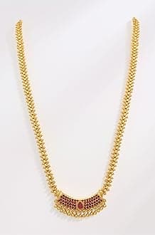 American Diamond Micro Gold Plated Pendant Chain Necklace for Women and Girls