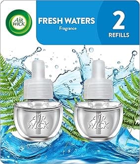 Air Wick plug in Scented Oil 2 Refills, Fresh Waters, (2x0.67oz), Essential Oils, Air Freshener (F002)
