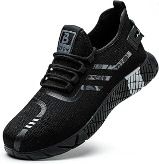 BexowPremium Safety Shoes Steel Toe Lightweight Slip Resistant Breathable Work Sneakers with Kevlar Midsole Anti-Smashing Puncture Proof Comfortable Industrial Footwear for Men and Women
