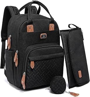 Diaper Bag Backpack with Portable Changing Pad, Pacifier Case and Stroller Straps