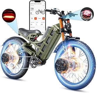 eAhora 2025 Romeo Pro 3/ Pro 2 5600W/ 4000W 50/46MPH Dual Motor Electric Bike for Adults, 80/70Ah/200+ Miles Long Range Electric Bike, 26'' Puncture-Proof Tire, 7-Speed Pedal Assist UL Certificate