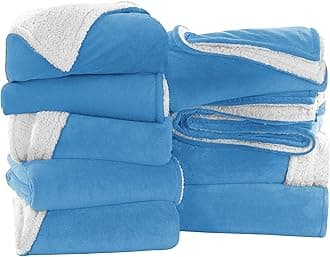 IR Imperial Rooms Light Blue Sherpa Blankets Queen Size for Bed - Wholesale Bulk Pack of 9 Sherpa Blankets - Soft Fluffy Throw Blanket for Hotels, Guest Bedroom, 90x90 Inches
