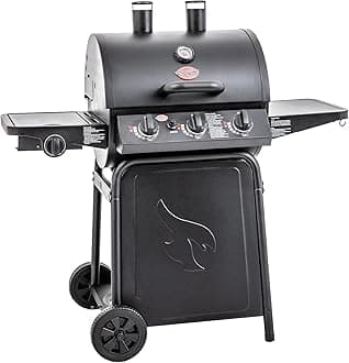 Grillin' Pro 3-Burner Propane Gas Grill in Black with 40,800 BTU, Cast Iron Grates and Warming Racks, 630 Cooking Square Inches, Model E3001