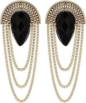 Shining Diva Fashion Black Gold Stylish Fancy Earrings For Women & Girls (6946er)