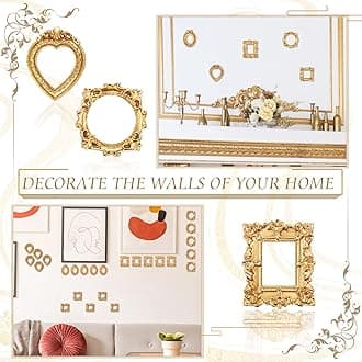 Vicenpal 80 Pcs Vintage Resin Picture Frame Antique Photo Resin Frame Mini Resin Jewelry Display Frame Photography Photo Frame DIY Small Photo Frame for Photo Home Decoration (Gold)
