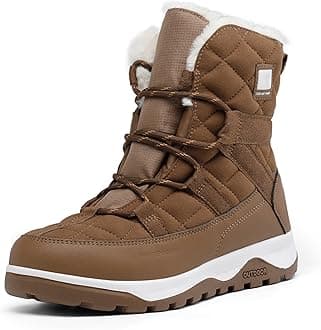 DREAM PAIRS Women's Winter Snow Boots Waterproof Rubber Ankle Booties with Warm Comfortable Faux Fur Lining,Botas de invierno para Mujer,Lace Up Non-Slip Outdoor Boots for Women,Sdsb2214w,Tan,Size 9