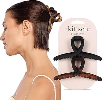 Kitsch Recycled Plastic Classic Claw Clips for Hair, Large Hair Clips for Women, Loop Hair Claw Clips for Thick Hair Thin Hair, Claw Hair Clips, Hair Accessories for Women - 2pc Set