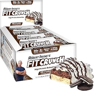 Protein Bars, Designed by Robert Irvine, Protein Bar, Gluten Free, Award Winning Taste, Whey Protein Isolate, Low Sugar (12 Count, Milk & Cookies)