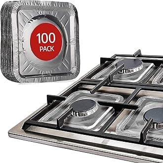 Aluminium Gas Stove Burner Covers (100 Pack) - Disposable Gas Stove Cover Liners, Heat-Resistant Gas Stove Top Covers for Gas Burners and Stove Covers for Gas Stove Top the Perfect Kitchen Accessories