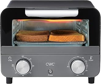COOK WITH COLOR Mini Toaster Oven: 600W Power, Precision Timer, Auto Shutoff, and Culinary Delights Up To 450 Degrees, Grey