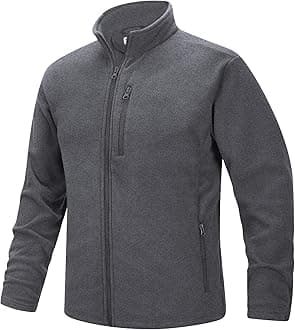 Men's Full Zip Fleece Jacket Lightweight Warm Soft Polar Long Sleeve Jackets with Pockets for Winter Hiking Casual
