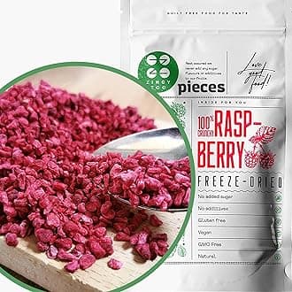 Freeze Dried Raspberry Pieces | To-go 50g Pure Premium Dried Raspberries | Real Food Fruit Bits Instead of Raspberry Flavouring or Frozen Berry Powder | Raw Vegan Freeze Dried Raspberry Crumb ZingyZoo