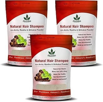 Havintha Natural Hair Shampoo with Amla Reetha and Shikakai Powder | Paraben And Sulphate Free Shampoo | Control Hair Fall Shampoo |Gentle Cleansing for Strong & Healthy Hair - (227g (PACK OF 3)