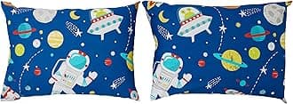 Bloomsbury Mill - Outer Space, Rocket & Planet - Kids Design - Blue - Pair of Pillowcases (Extra)