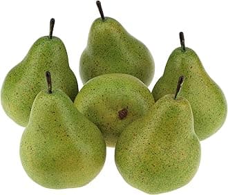 Gresorth 6pcs High Grade Fake Green Pear Decoration Artificial Realistic Fruit Simulation for Home Party Holiday Christmas Display