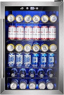 Electactic Wine Cooler 37 Bottle Freestanding Fridge with Stainless Steel Reversible Glass Door, 145 Can Beverage Refrigerator Quiet Compressor for Home Kitchen Bar, 4.5 Cu.ft Silver