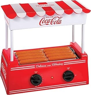 Coca-Cola Hot Dog Roller and Warmer, 8 Regular Size, 4 Feet Length, 6 Bread Capacity, Stainless Steel Roller, Perfect for Breakfast Sausage, Bratz, Takitos, Egg Rolls