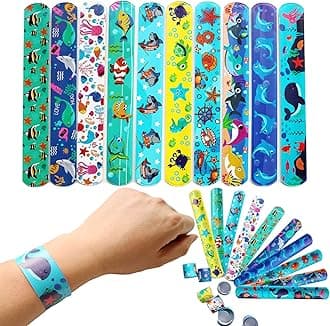 Ocean Animal Slap Bracelets Wristband Slap Bands for Kids Party Bag Filler,20Pcs Sea Animals Snap Bracelet Band Bulk for Kids Boys Girls Birthday Marine Animal Party Favors Classroom Prizes Xmas Gifts