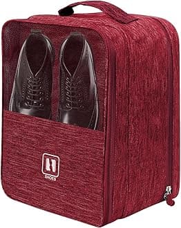 Large Shoe Bags for Travel, Shoe Travel Bag Holds 3 Pairs of Shoes, Travel Shoe Bags for Packing in Suitcase, Portable Dance Shoe Storage Pouch, Shoe Organizer, Sneaker Storage Bag (Red)