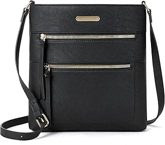 BOSTANTEN Crossbody Shoulder Bags for Women Designer Leather Zipper Cell Phone Purses Handbags with Adjustable Strap, A02-black, Small, Shoulder Bags