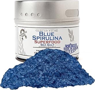 Blue Spirulina Superfood Sea Salt | All Natural | Ultra Premium Gourmet Salt | Artisanal Finishing Seasoning | Small Batch | Non GMO | Hand Packed | Super Food | GLP-1 Friendly | Sustainably Sourced | Magnetic Tins | 3.0 oz (84g) | Gustus Vitae | #721