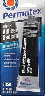 Permatex 81158 Black Silicone Adhesive Sealant, Multi Purpose adhesive Sealant, Can be applied to Variety of surfaces, Inside and Outside use 1 x 85g