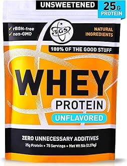 TGS Nutrition 100% Whey Protein Powder Unflavored, Unsweetened, Keto Friendly - 5lb - All Natural, Low Carb, Low Calorie, No Soy, Made in USA