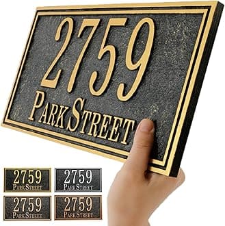 Personalized Address Plaque Sign Cast Metal - Custom House Number Plaque Sign,House Address Numbers for House Address Outside,Store,Yard,Garage,Apartment,Thick Rust-Free,Fade Resistant,Any Font (13''