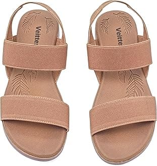 VeittesWomen's Flat Slide Sandals - Casual Cross Strappy Elastic Strap Spring Summer Shoes.